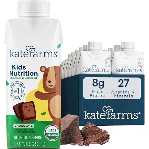 KATE FARMS Kids Nutrition Shake, Chocolate, 8g Protein, 12 Pack