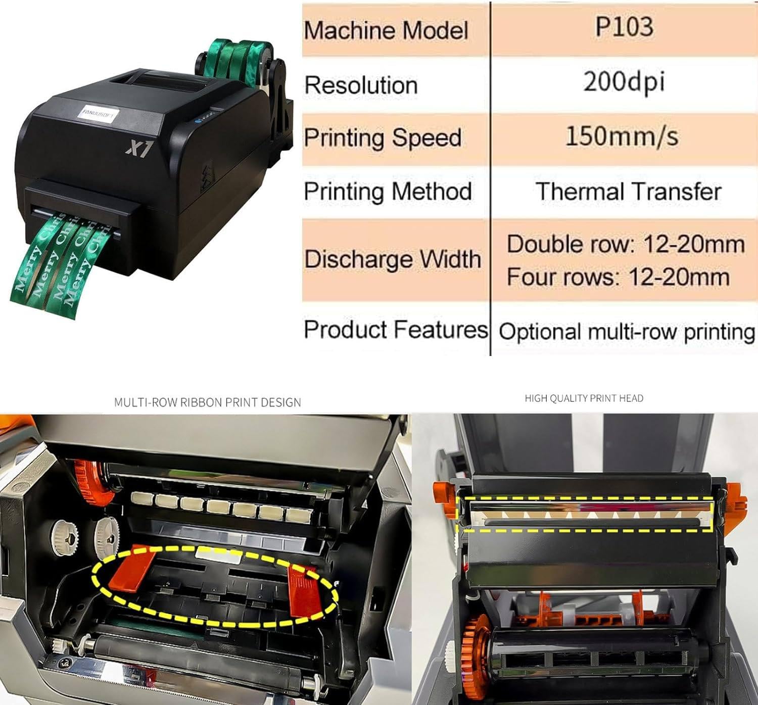 Macchina da Stampa Digitale per Nastri di Raso, Stampante per Nastri per Stampa a Caldo, Nastro da Stampa per Confezioni Regalo, 150mm/S, Supporta Oltre 50 Lingue, per la Festa di Natale