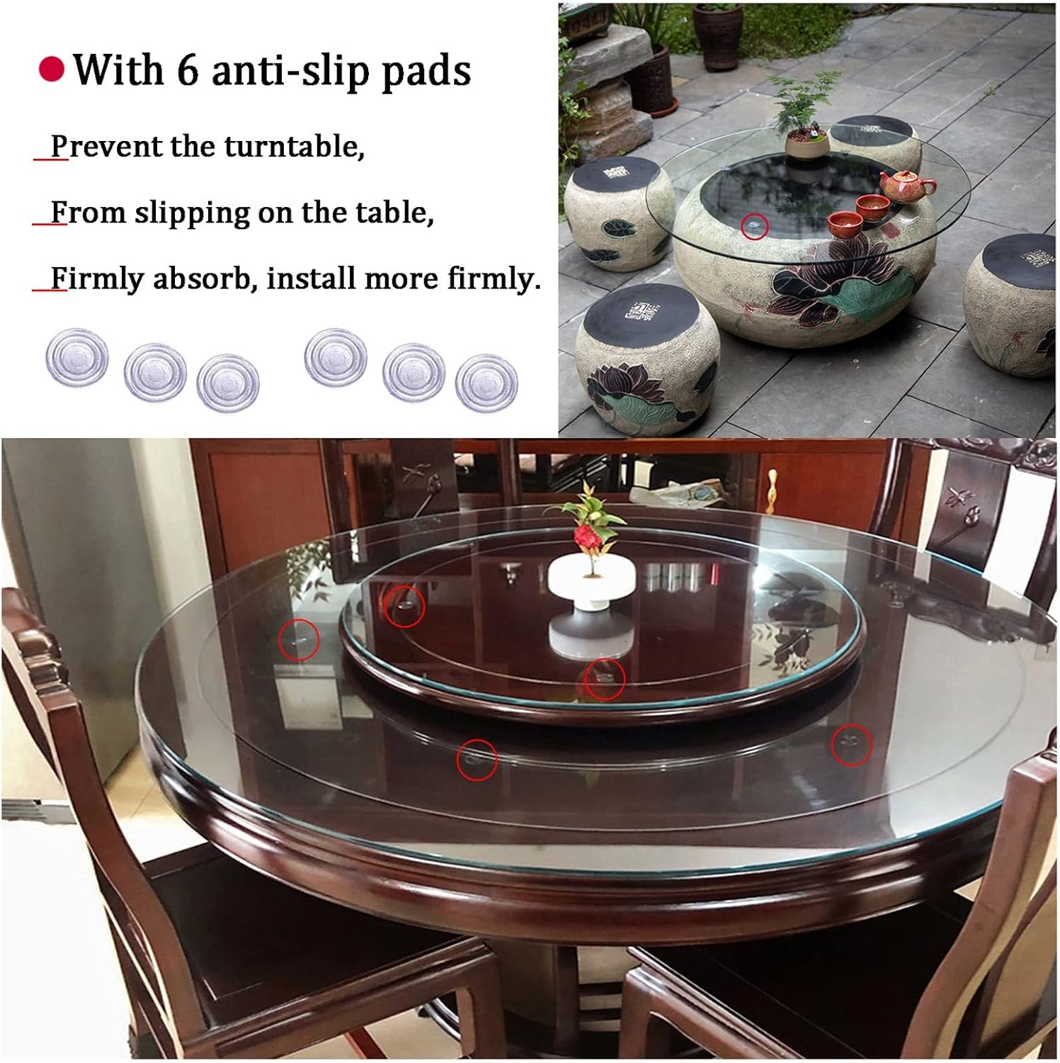 Ø17in 23in 27in 28in 30in Tempered Glass Table Top,1/3 Inch Thick,Good Stability,Not Fragile,Plate Glass,Change The Table and Negotiate The Table Top,Round Glass Top, Easy to Install