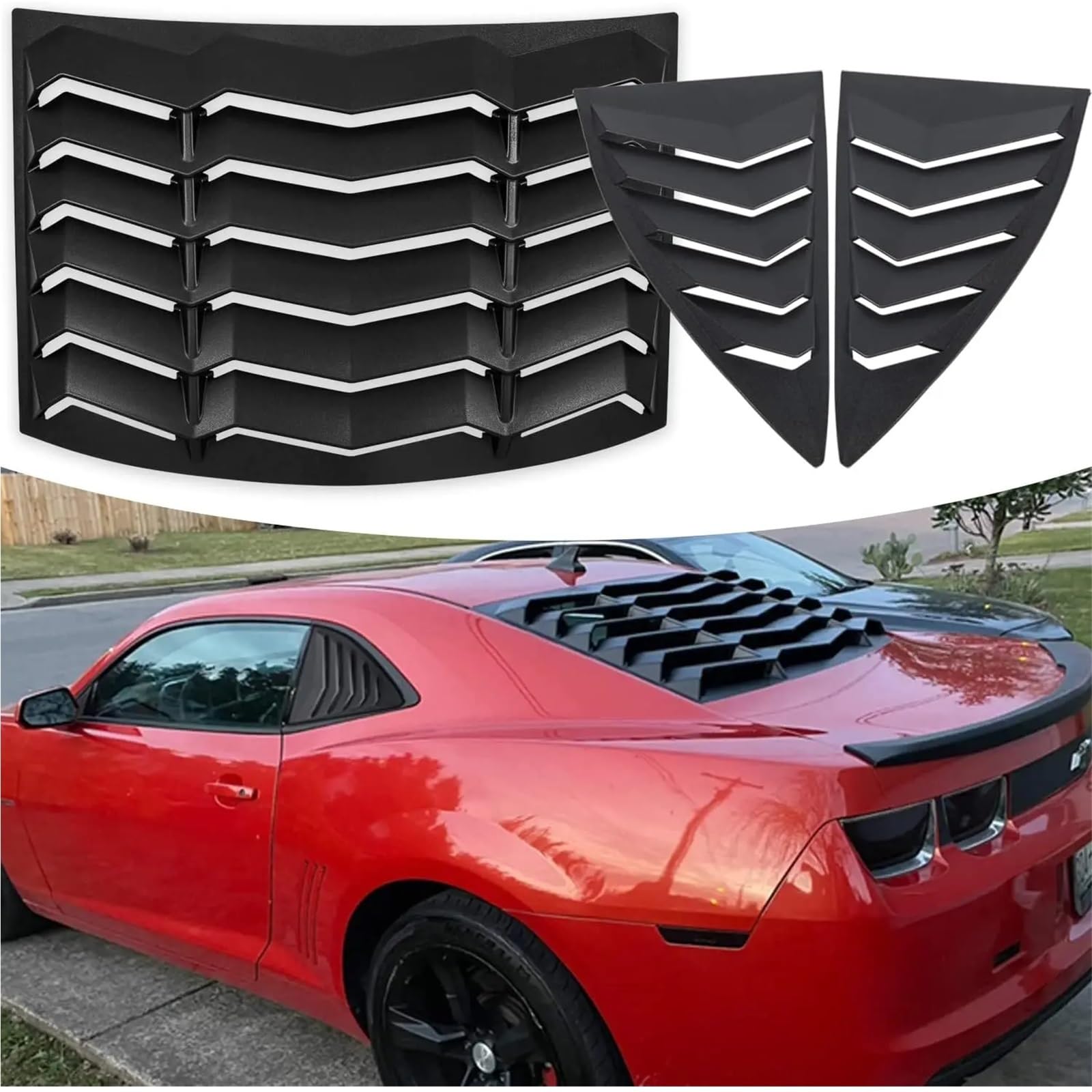 Window Louvers Rear and Side Sun Shade Windshield Cover in GT Lambo Style Compatible for Chevrolet Camaro 2010-2015