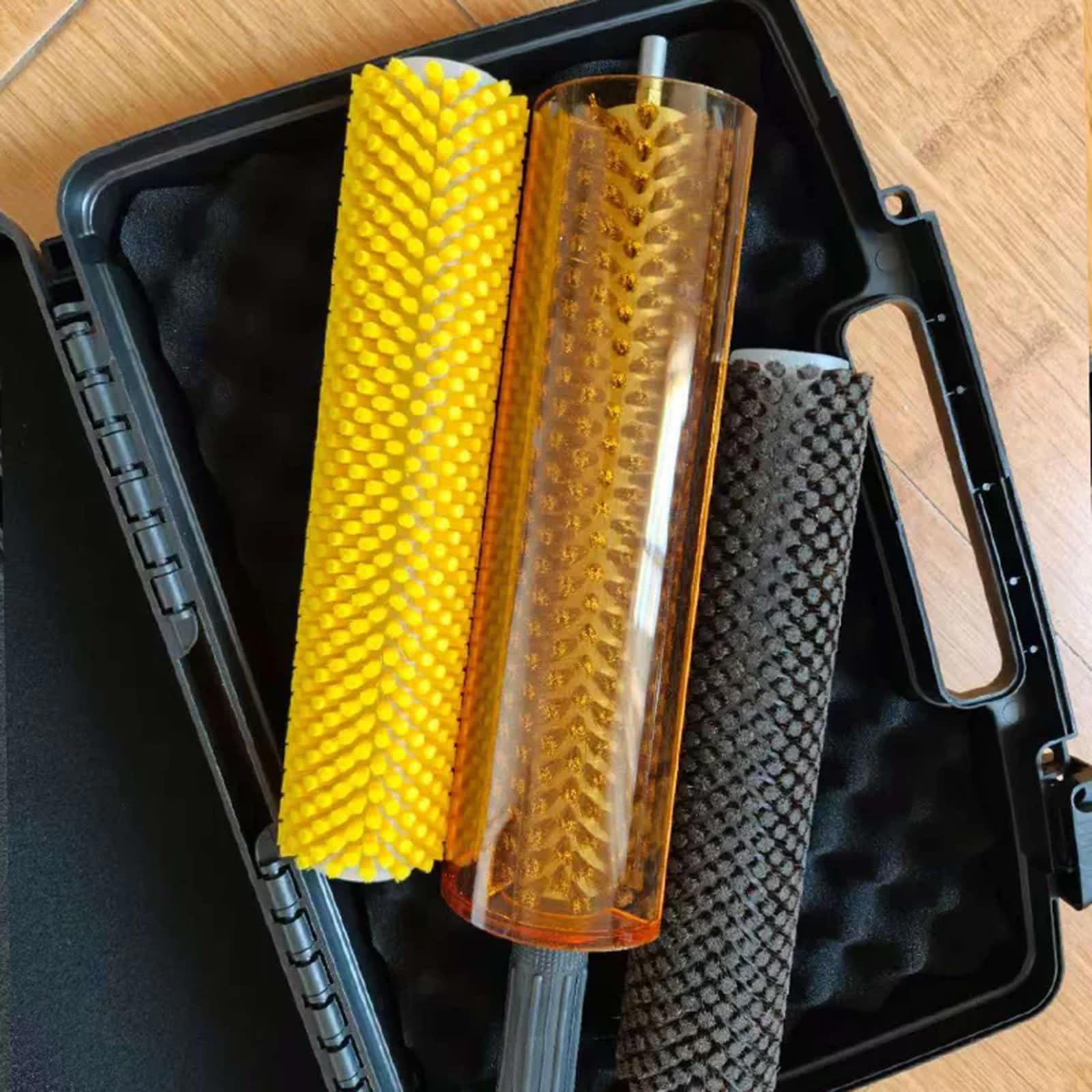Kit de cepillos de cera de esquí, 3 cepillos profesionales (latón, crin de caballo, nailon) con protector de eje para una limpieza rápida y acabado deslizante de pulido
