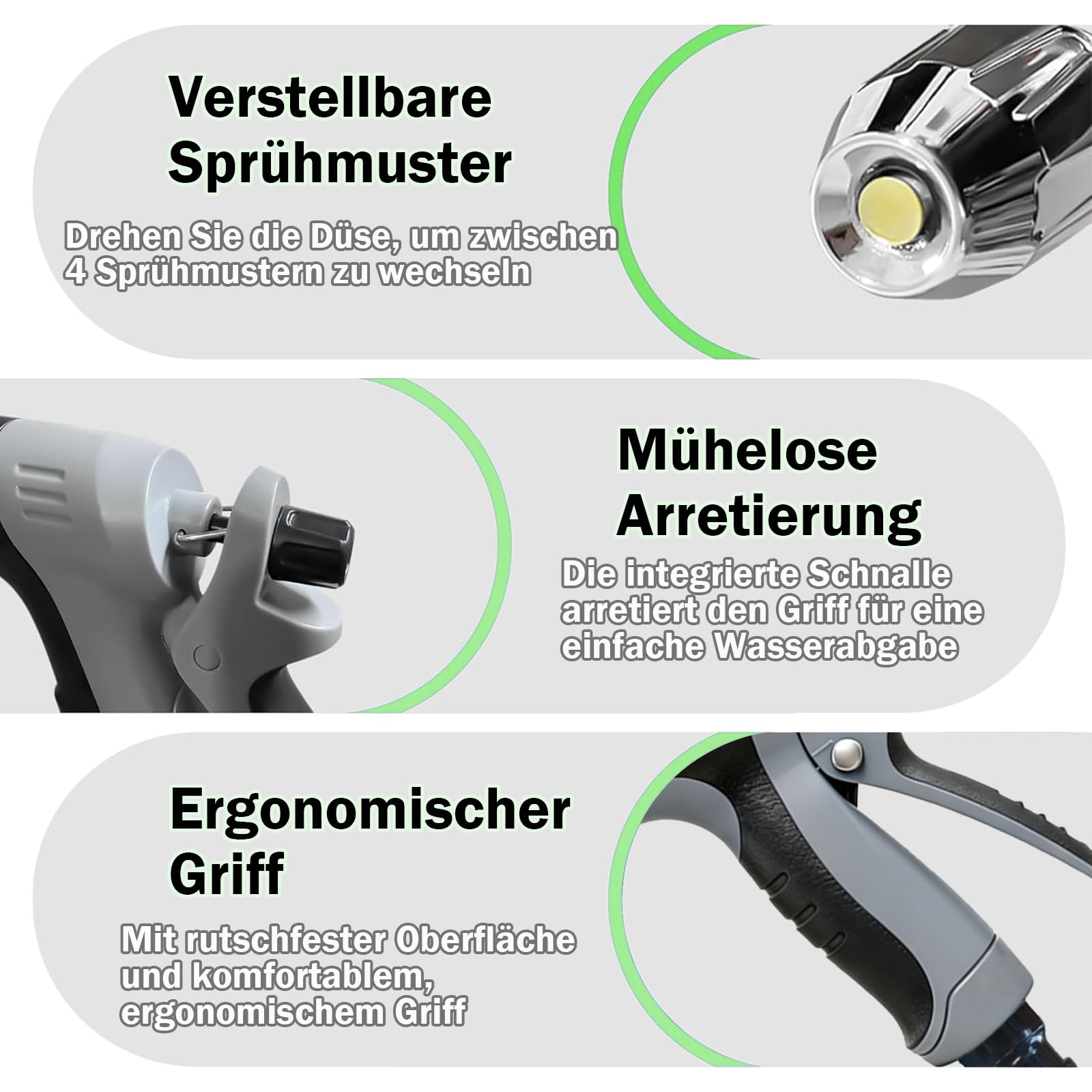 Jetteryx Hochdruckpistole, Jetterix Gartenbrause 360° Drehbare Düse, Regulierbarer Wasserdruck, Power Jet Hochdruckdüse für Gartenschläuche, Autowäsche, Bodenreinigung