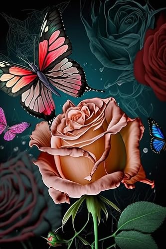 Miniatura 9 de ZKOPAVS Pintura de diamantes, arte de zorro y mariposa, kit completo por números, regalo de dibujo de cristal de diamantes de imitación para