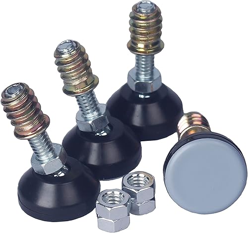 Nivelador de muebles, patas giratorias de PTFE (teflón) inferior (base de 0.984 in), vástago roscado (1/4-20), almohadillas de ajuste de