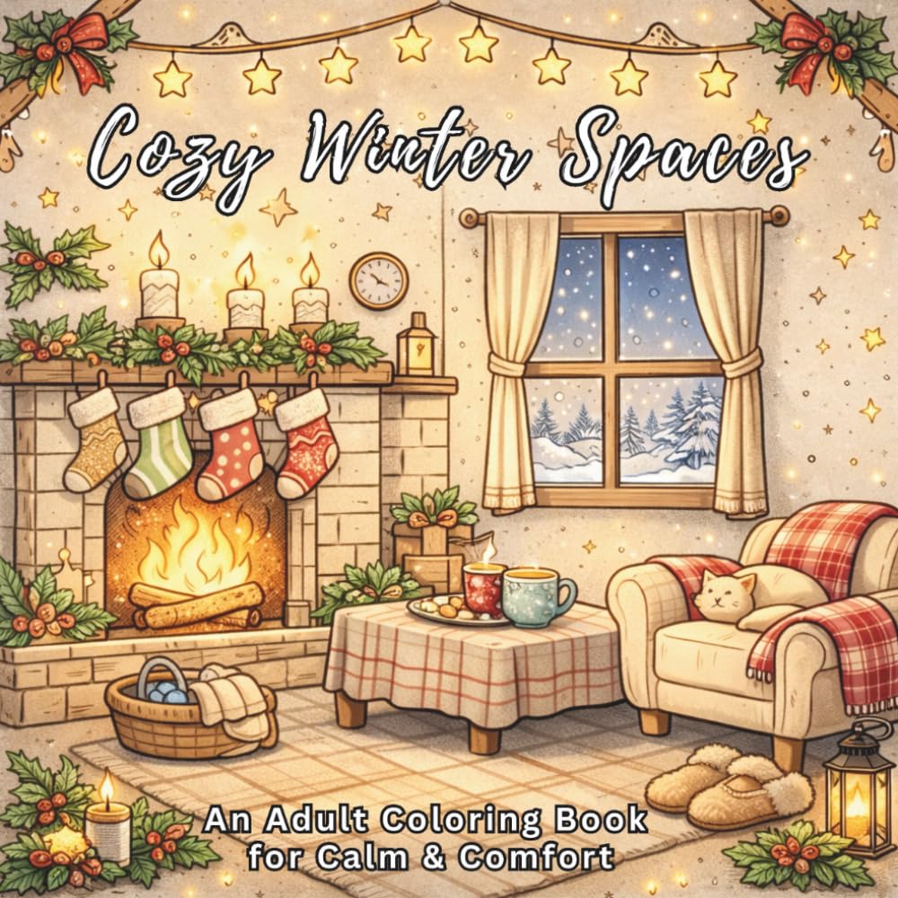 Cozy Winter Spaces: An Adult Coloring Book for Calm & Comfort