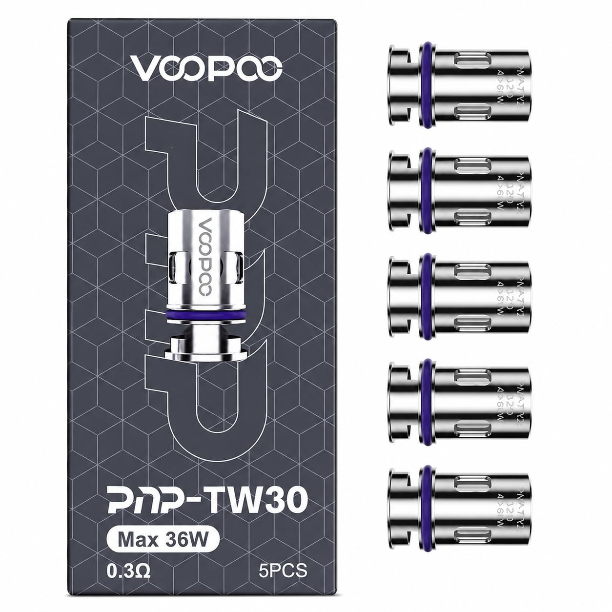 VOOPOO PnP-TW30 Replacement 0.3 Ohm Dual-In-One Mesh Coils [Pack of 5]