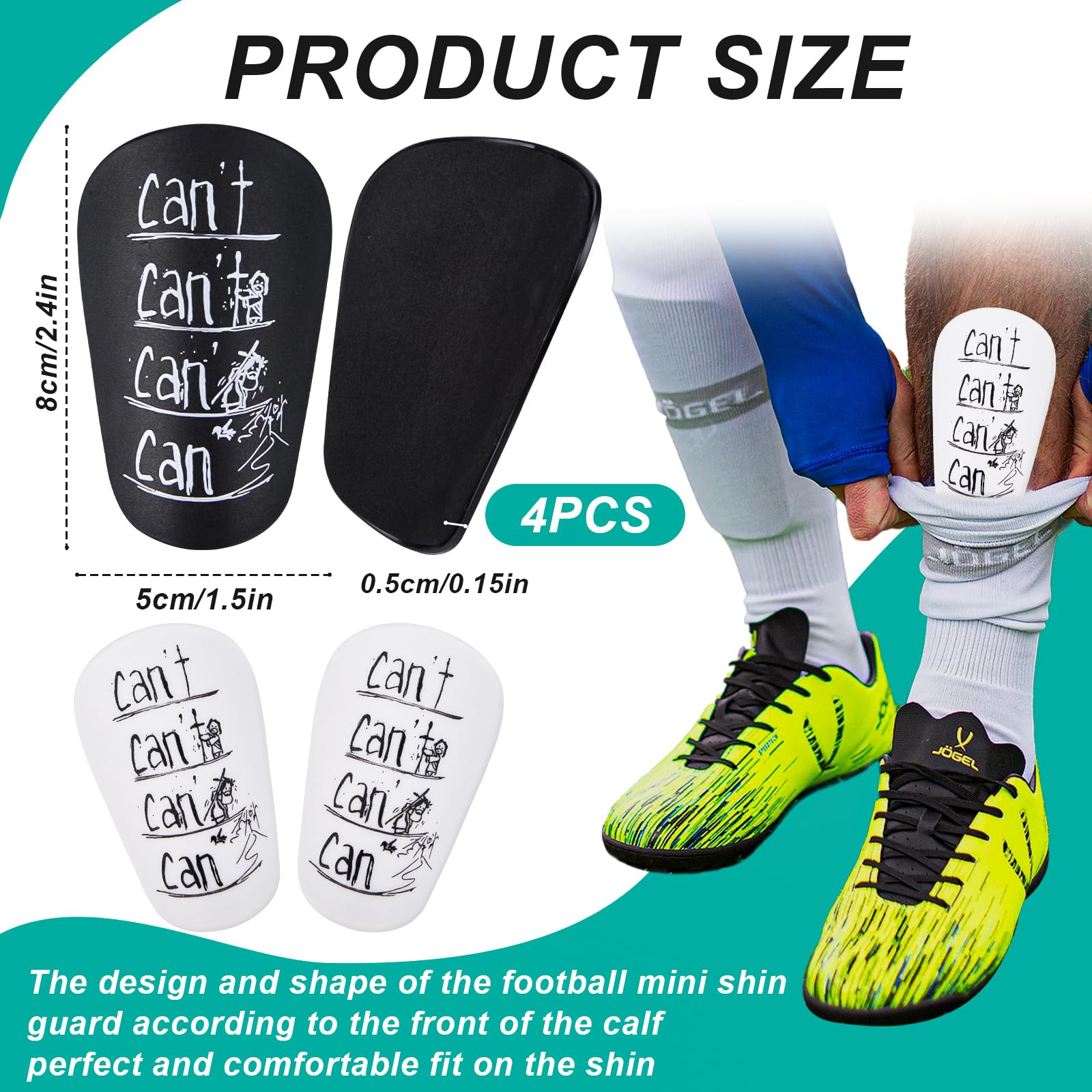 Protège-tibias Mini Football Enfants - Lot De 6 (taille S 10x5 Cm) - Léger, Confortable, Avec Fermeture Velcro - Noir Et Blanc