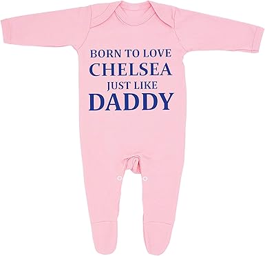 Born To Love Chelsea Just Like Daddy Baby Boy Girl Sleepsuits Designed And Printed In The Uk Using 100 Fine Combed Cotton Amazon Co Uk Garden Outdoors