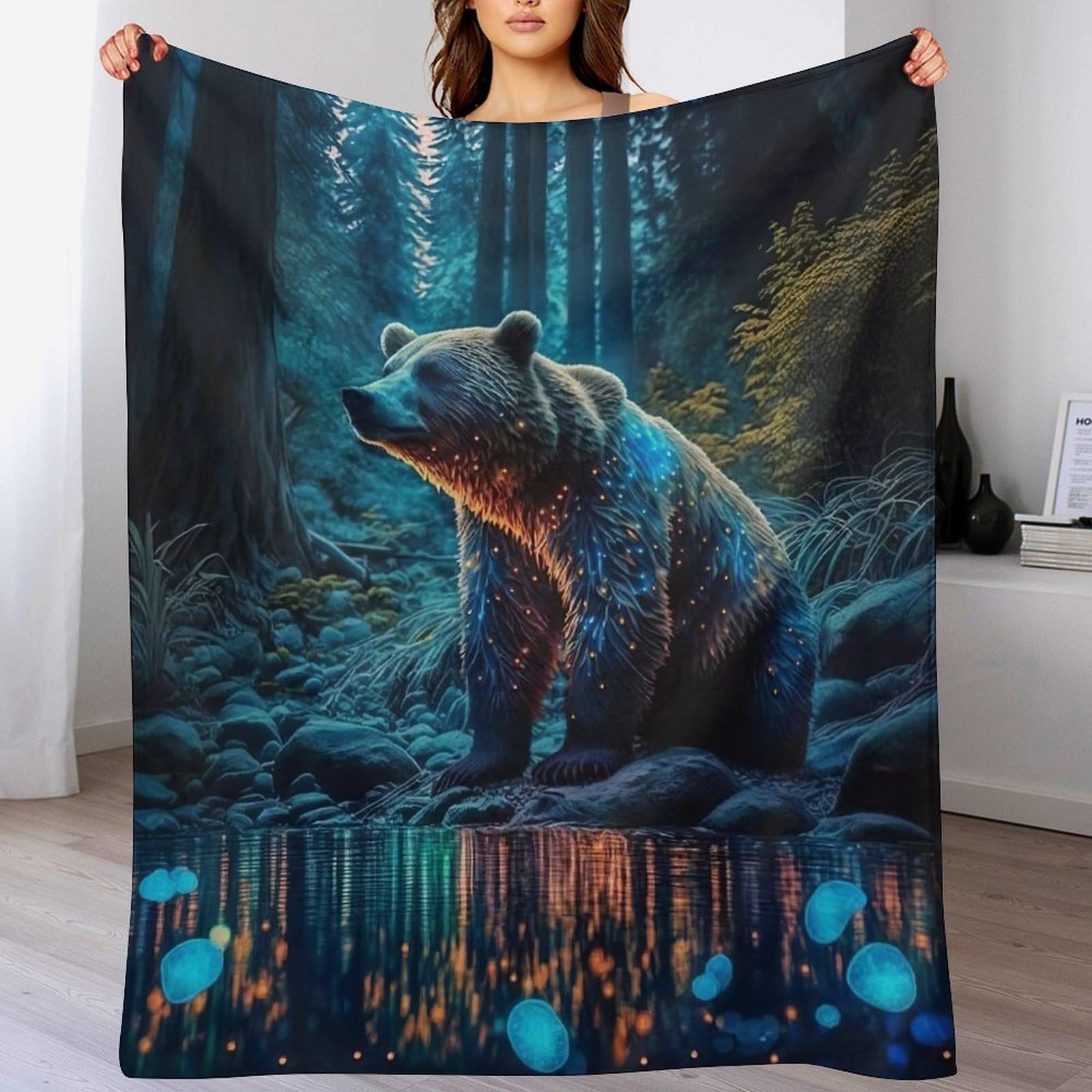 Couverture ours polaire 180x200 : plaid doux et chaud pour lit et canapé