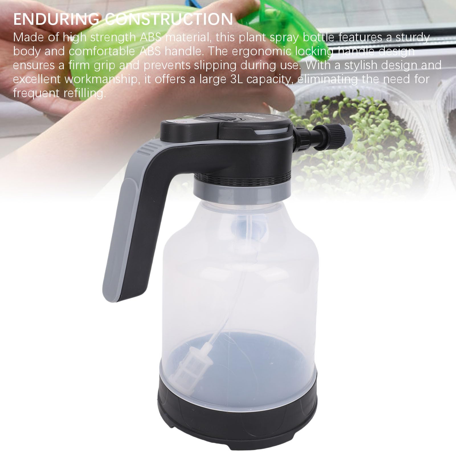 Elektrische Sprühflasche, 3 l, wiederaufladbare, batteriebetriebene Pflanzenflasche mit Verstellbarer Düse für den Innen- und Außenbereich