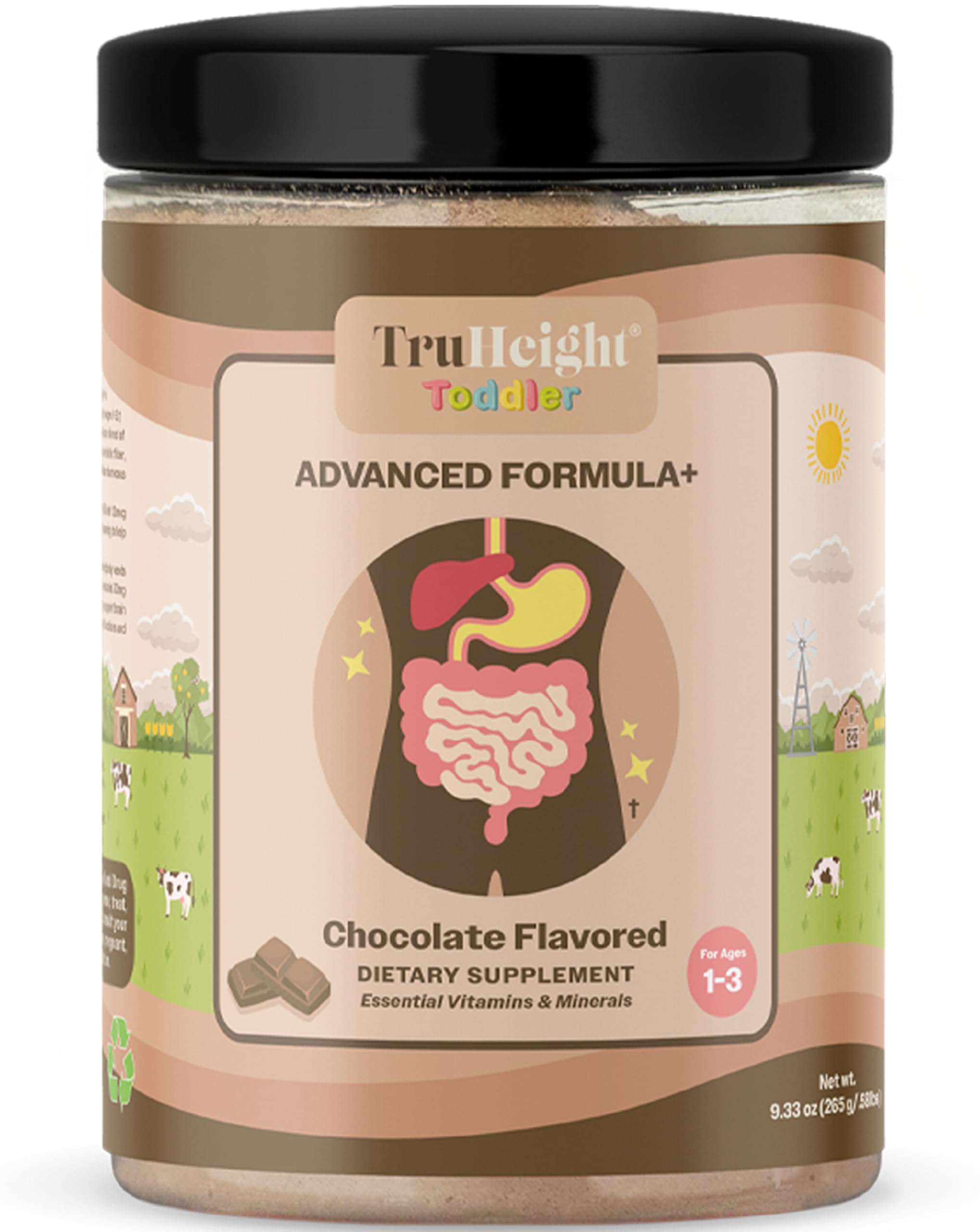TruHeight Toddler Advanced Formula+ (Chocolate) 16 Vitamins Including C, D, Protein & Iron for 1, 2, 3 Years Old, Milk Based Nutritional Drink, Toddler Complete Nutrition 12-36 Months - Non GMO