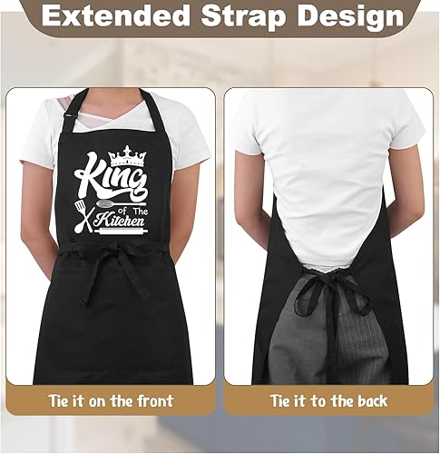 Miniatura 5 de Delantales divertidos para hombres, delantales de cocina King of the Kitchen para hombre, delantales personalizados, delantales de chef ajustables