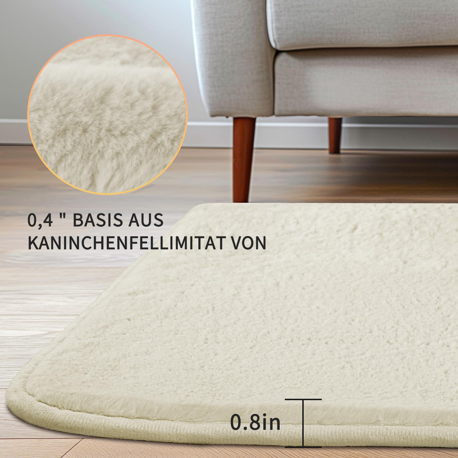 Sour Lemon Teppich Wohnzimmer 200x300cm,Großer Cream Teppiche Kunstfell | Waschbar Glatt Anti-Rutsch Carpet für Schlafzimmer, Kurzflor rutschfest, fusselfrei, Flauschiger Teppich Bereich Kinderzimmer