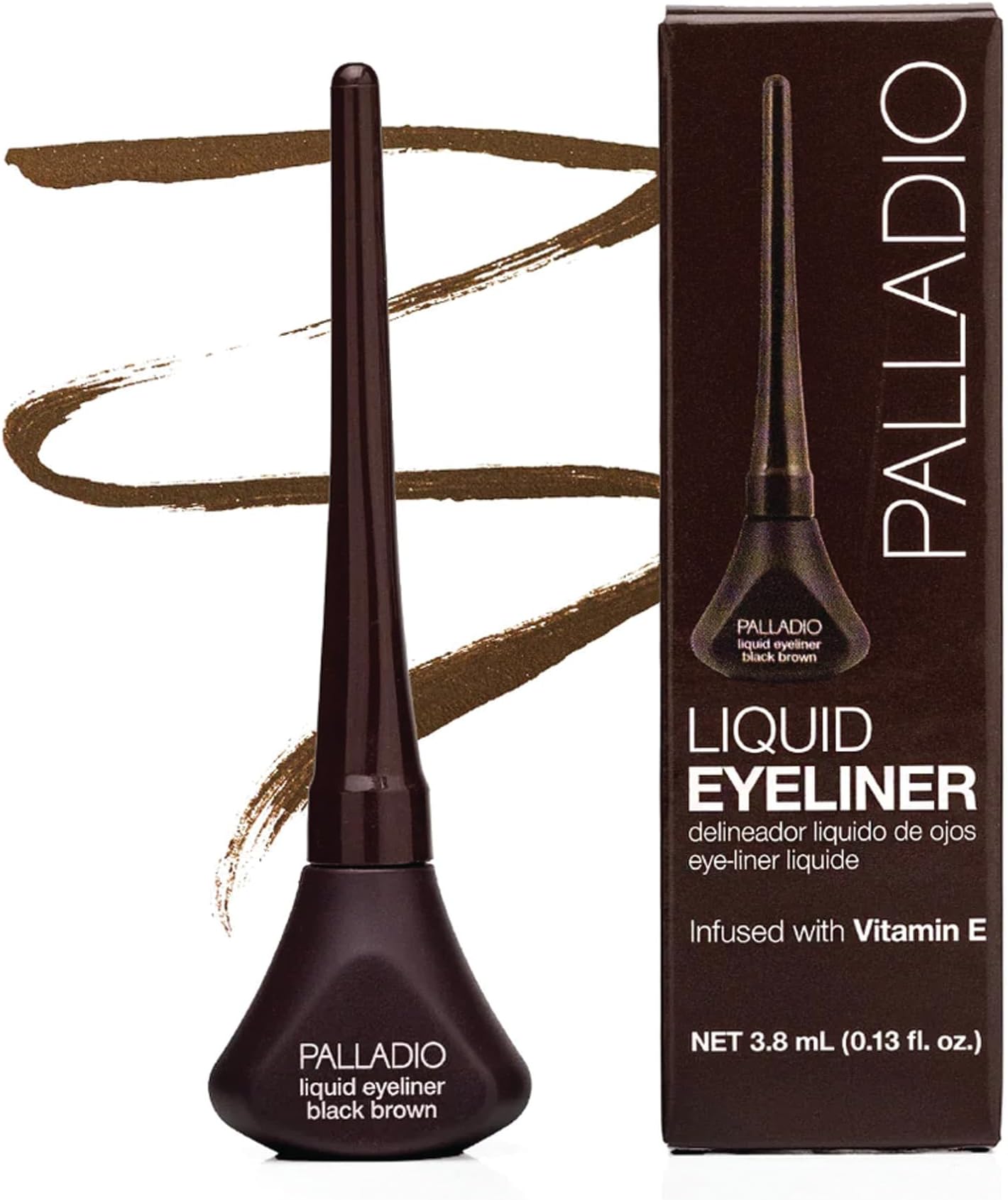 Palladio Liquid Eyeliner, Highly Pigmented and Waterproof Eyeliner, For Intense Eye Definition, Smear-proof Eyeliner Liquid, Includes Easy Grip Wand and Felt Tip Eyeliner Applicator, Black Brown