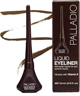 Palladio Liquid Eyeliner, Highly Pigmented and Waterproof Eyeliner, For Intense Eye Definition, Smear-proof Eyeliner Liquid, Includes Easy Grip Wand and Felt Tip Eyeliner Applicator, Black Brown