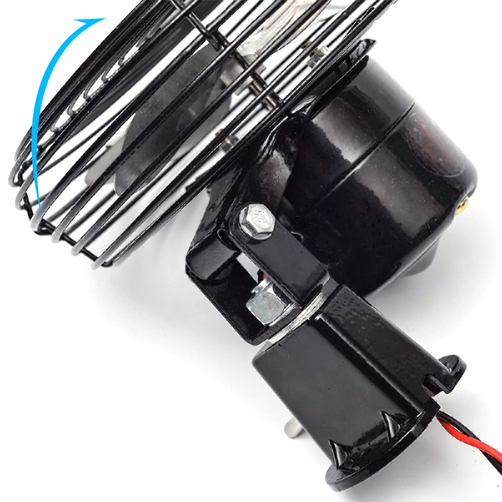 Elektryczny wentylator samochodowy – 12 V / 24 V Wentylator do pojazdów kempingowych z przełącznikiem – 2-biegowe wentylatory biurkowe z przepływem powietrza Oscylacyjny wentylator do samochodów cię