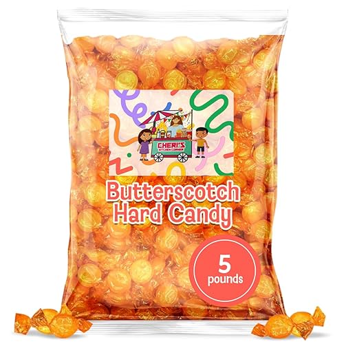 Caramelos duros de 5 libras de Butterscotch envueltos individualmente, caramelos de Navidad a la antigua, rellenos de calcetines de dulces de
