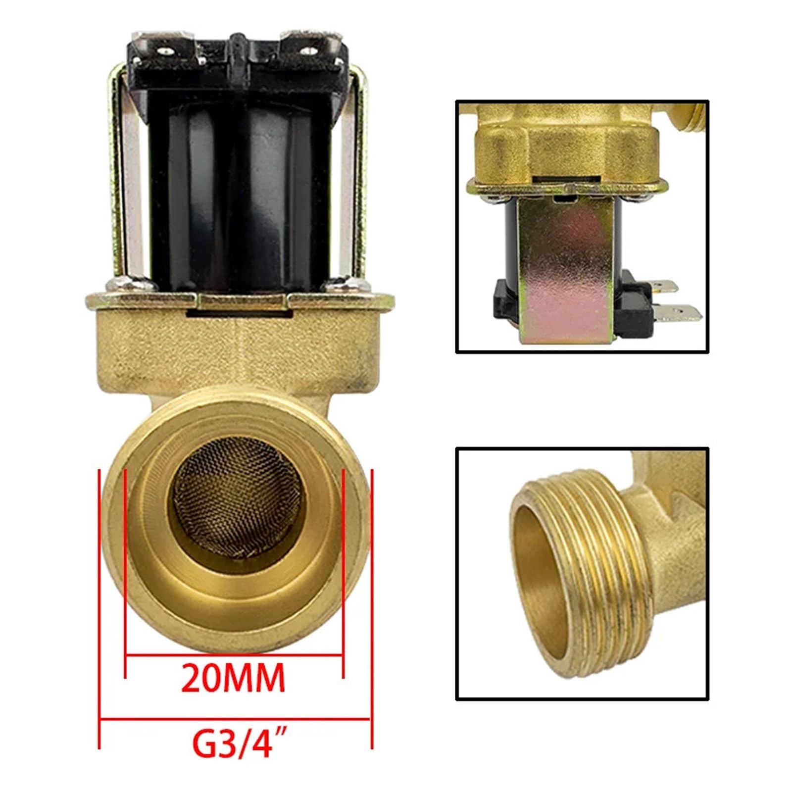 G3/4 "AC 110/220 DC 5/12/24V normalnie zamknięty mosiężny zawór elektromagnetyczny do kontroli wody magnetyczne przełączające zawory wodne Płyn przemysłowy(BSP_AC-4W)