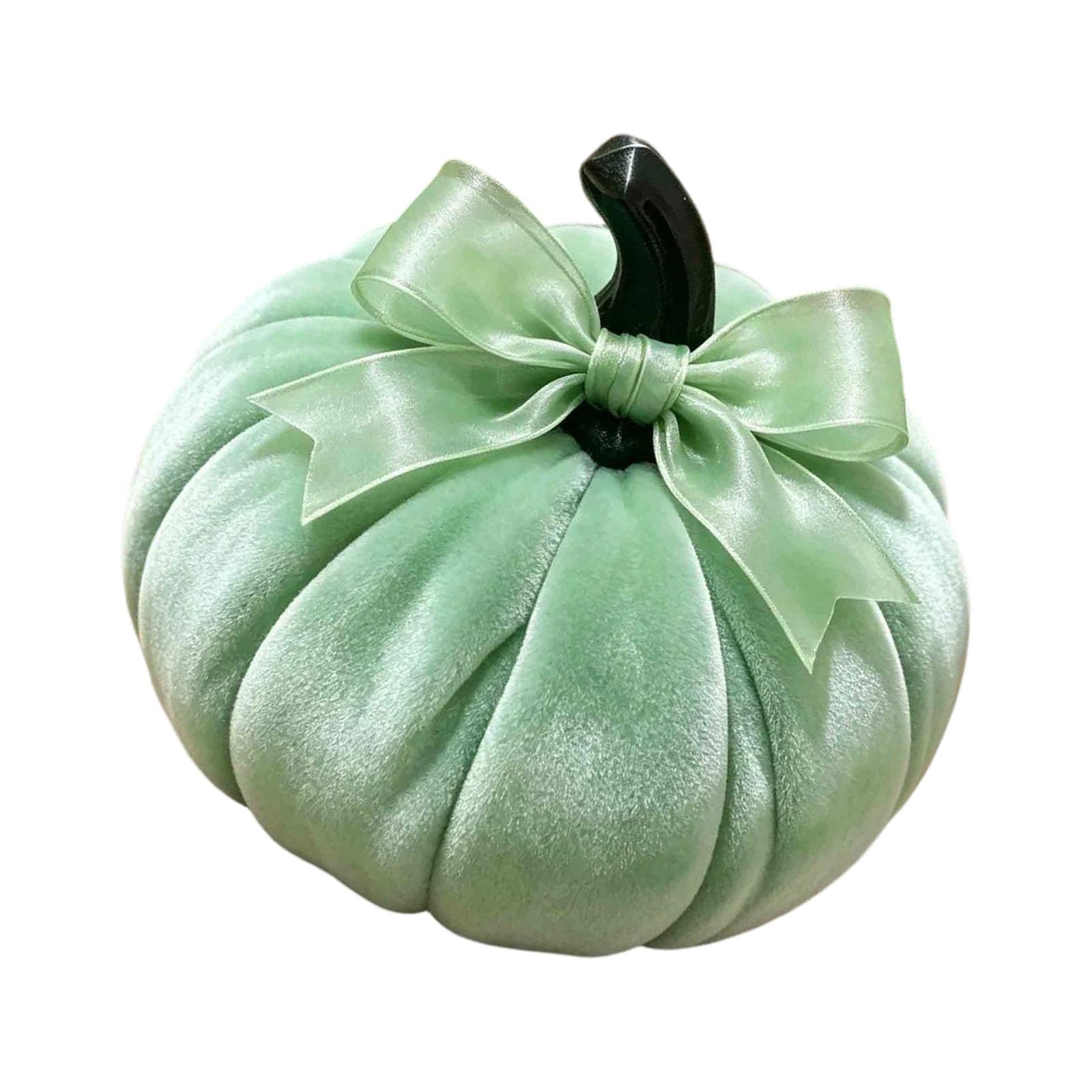 Velvet Pumpkin Decor Soft Seasonal Tabletop Ornament with Ribbed Shape and Top Detail for Fall Home Styling Stuffed Fabric Pumpkin Autumn Centerpiece Faux Gourd Decor Shelf Mantel Tray Accent Harvest