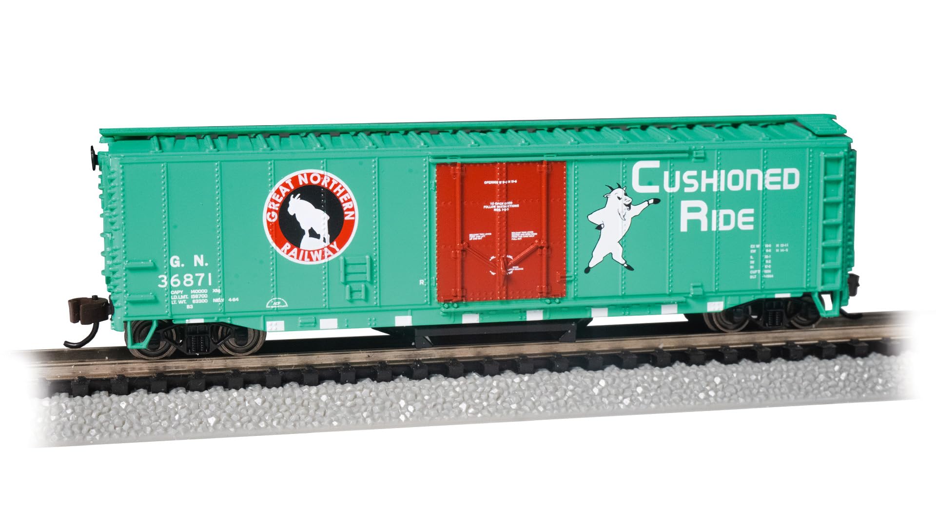Bachmann Trains - 50' Plug Door Track Cleaning Box Car - Great Northern #36871 (Cushioned Ride) - N Scale