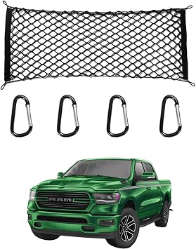for Dodge Ram 1500 Envelope Style Truck Bed Cargo Net - Fits 2013-2024 2025 2026 Ram 1500 Accessories Cargo Net for Pickup Truck Bed - Heavy Duty Carabiners