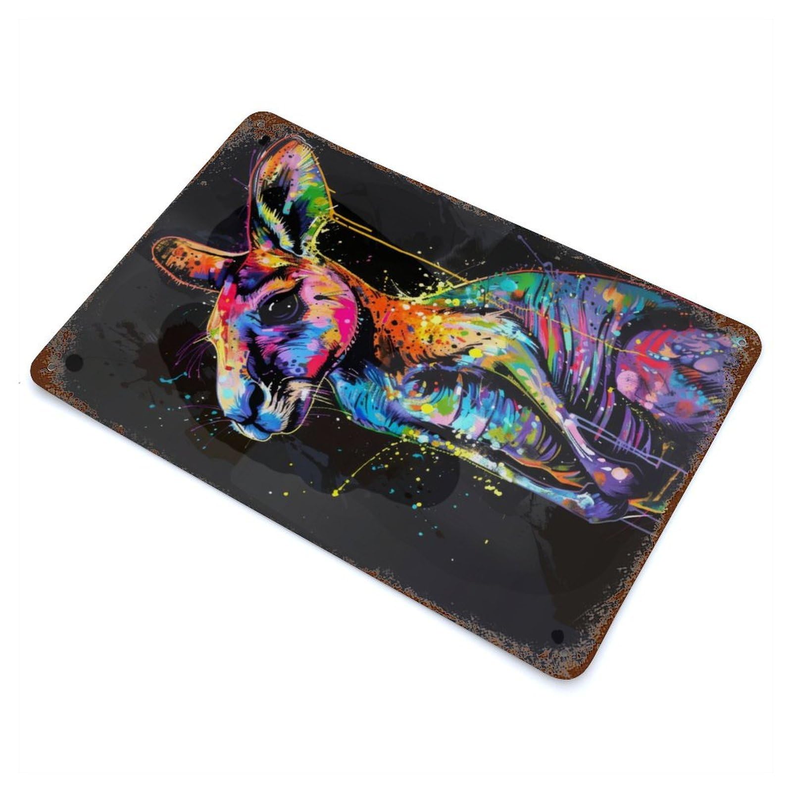 Kangaroo Popart Painting Decorative Tin Sign 11.8"x7.9", for Bistro, Counter And Cafe Decor, Classic Wall Plaque