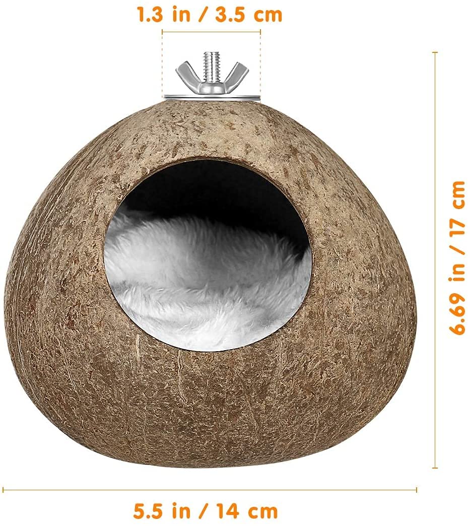 Nido de Loro Nidos de Pájaros Hamaca de Aves Artesanías Delicado Colgante de casa de pájaro cáscara de Coco Mascota Nido de pájaro hámster Nido de cría de Ardillas para Animales pequeños
