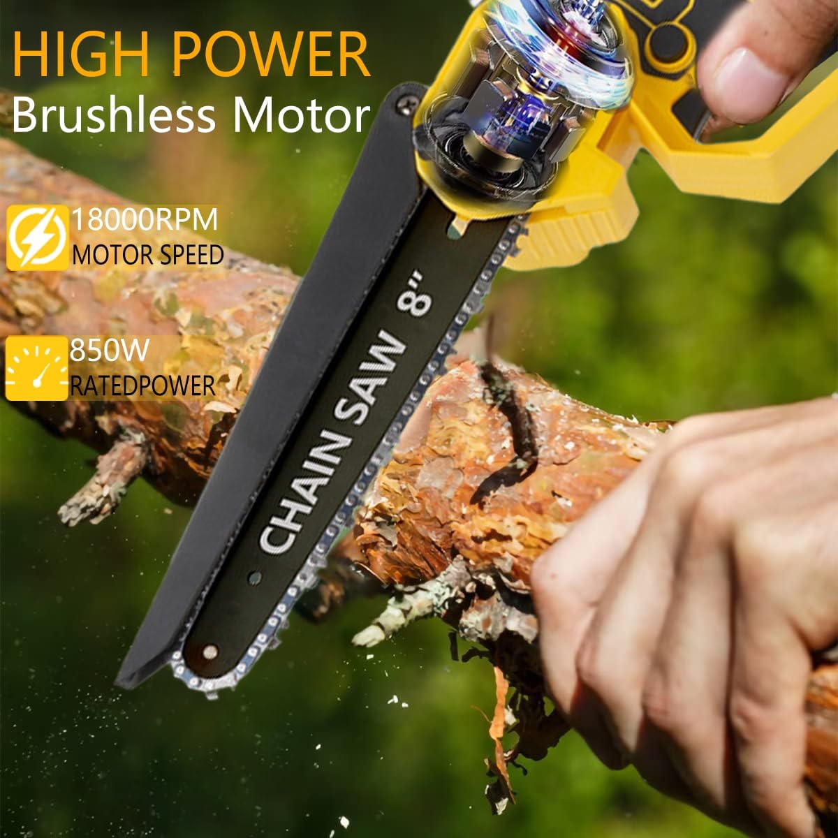 2-IN-1Cordless Electric Pole Saw 8-Inch Pole Saw & Chainsaw for Dewalt 20V Battery Auto Oiling 14.8 FT Max Reach with Extension Pole Electric Pole Saws for Tree Trimming & Branch Cutting (No Battery)