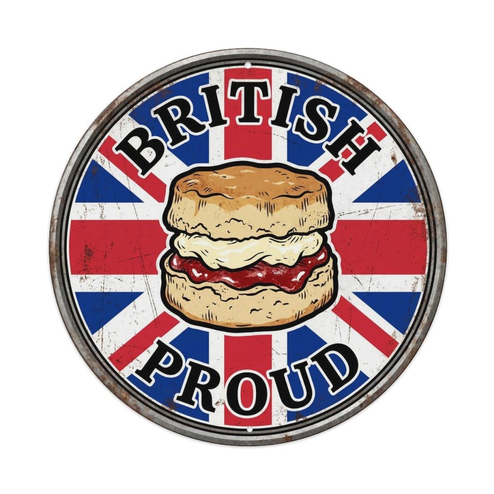British Proud Scone Cuisine Heritage Emblem Metal Tin Sign