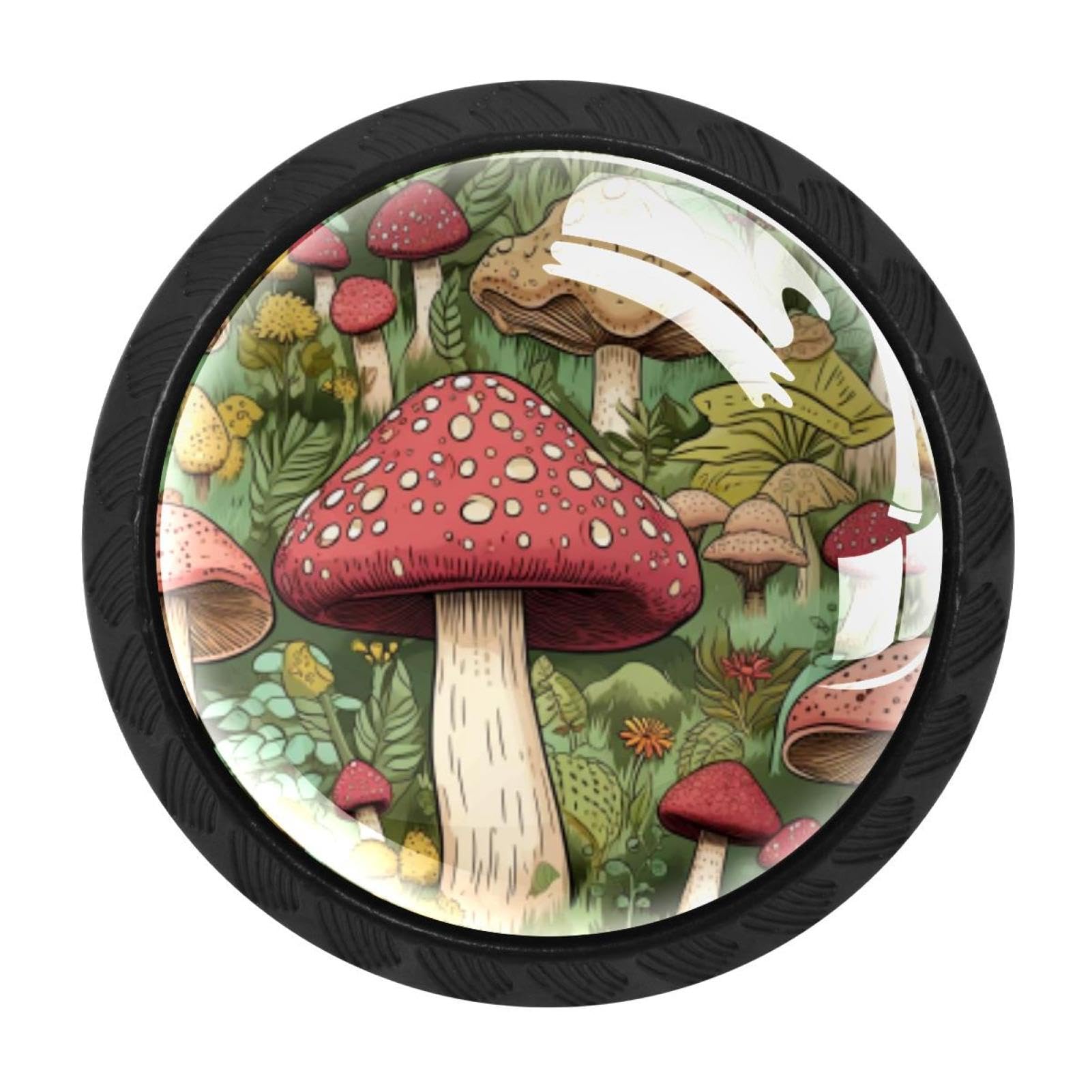 CHENZZZZ 4 Pieces Round Cabinet Knobs Rustic Dresser Knobs, Drawer Cupboard Wardrobe Cabinet Pulls Handles Hardware for Home Kitchen Furniture, Mushroom