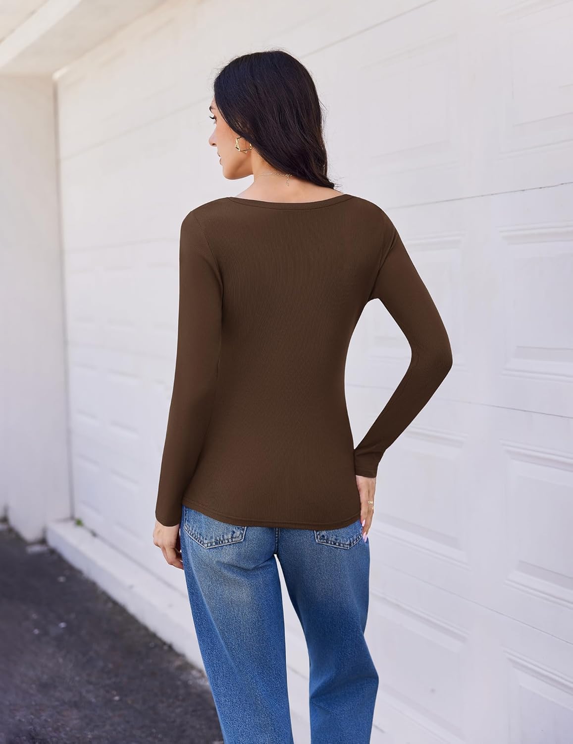 Ekouaer Womens 3 Pack Long Sleeve Shirts V Neck Ribbed Slim Fit Basic Tops Thermal Undershirts Casual Tee XS-XXL - Image 6