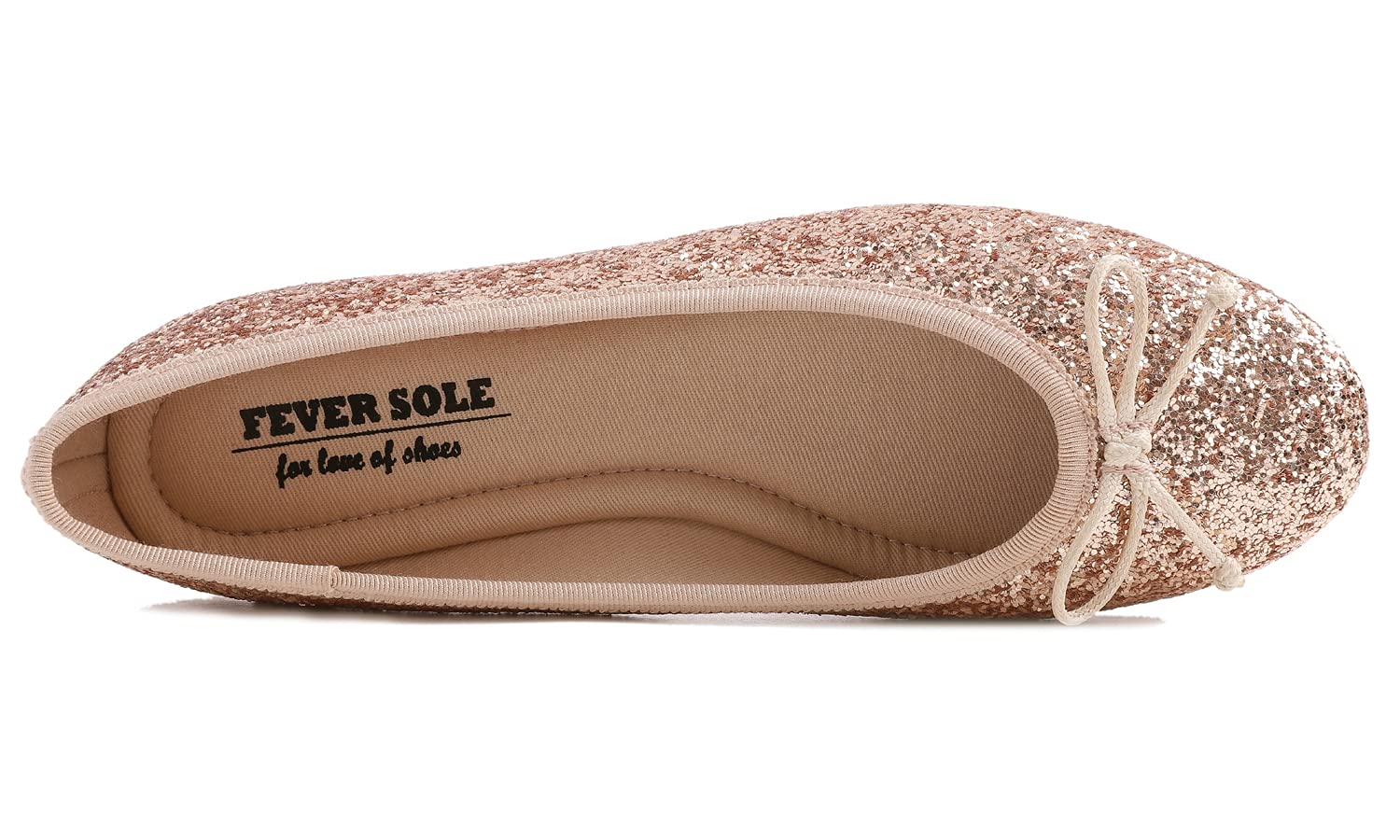 Feversole Women's Memory Foam Cushion Glitter Ballet Flat,Mémoire Coussin en Mousse de Femmes Ballerine de Tige Brillante Plat