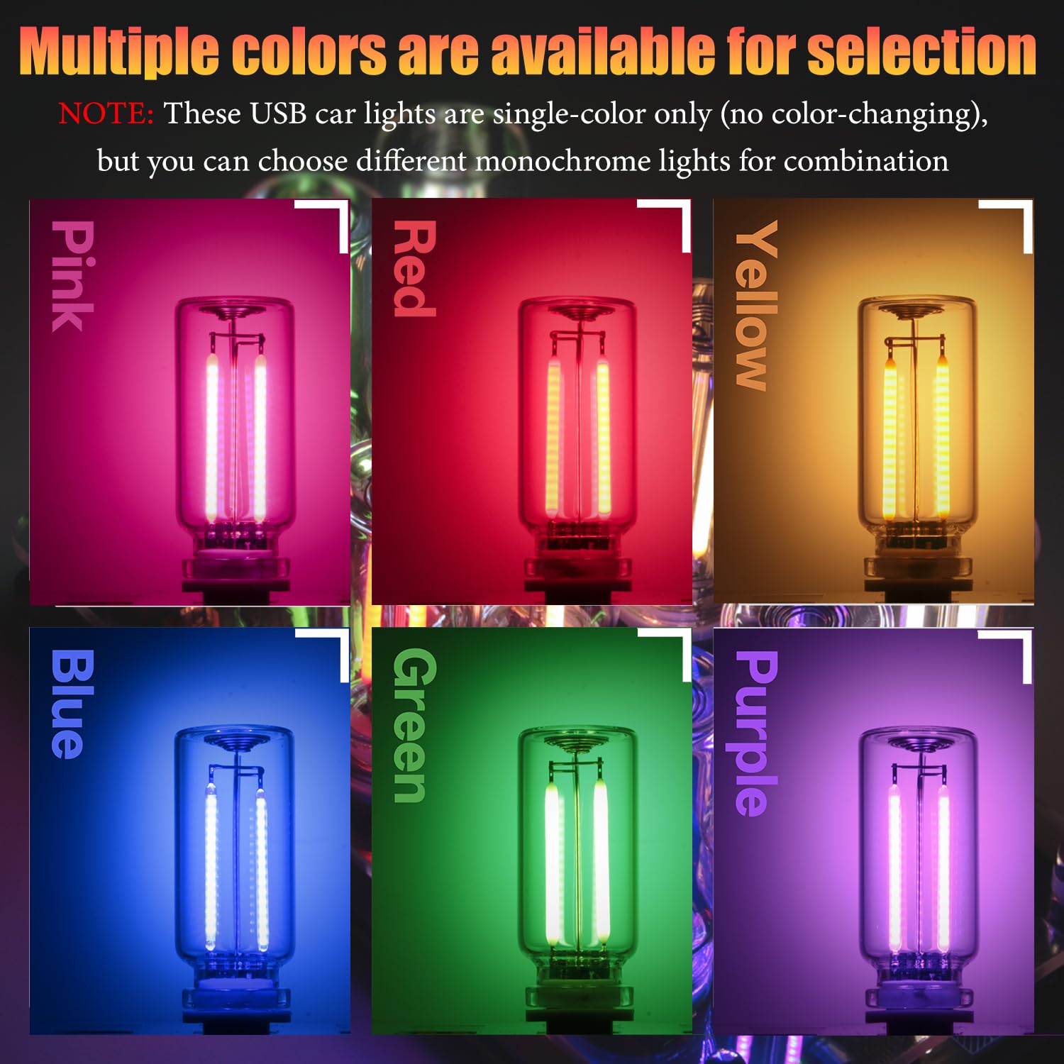 Paquete de 2 luces LED para interior de coche, luz USB para decoración de coche y dormitorio, iluminación ambiental regulable al tacto, mini luz nocturna de botella de vidrio para regalos de camping
