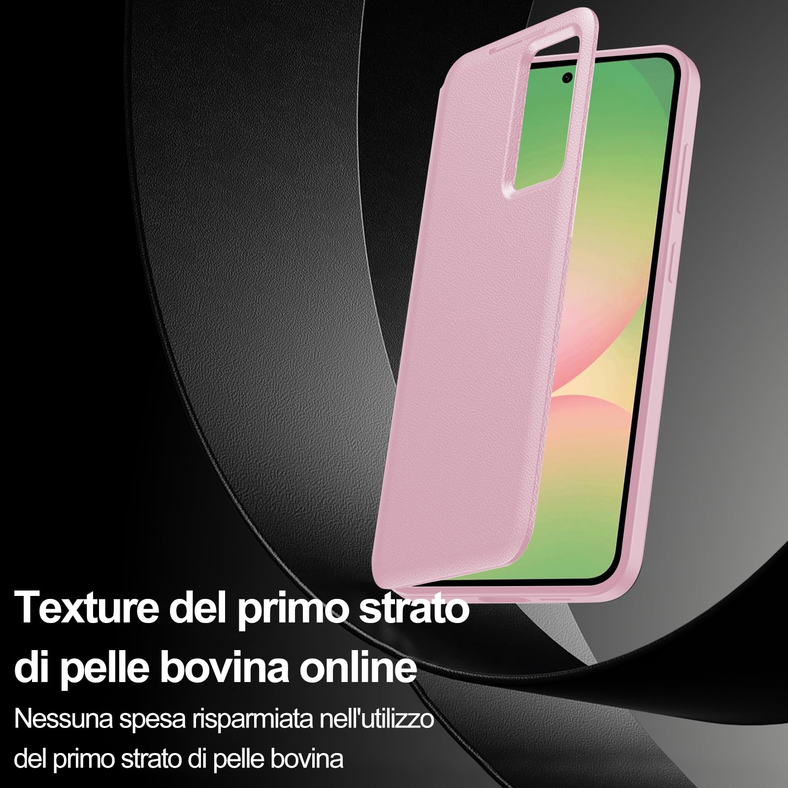 Funda para Samsung Galaxy A57 inteligente de piel [Smart View] Funda Galaxy A57 5G Clear View Flip piel de libro cartera Flip Flip billetera Flip, tarjeta Ranura, Wallet Fundas S View,Rose:Samsung A57