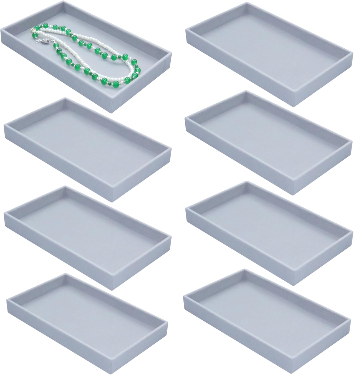 8 Pack Stackable Velvet Jewelry Trays Organizer for Drawers Large Jewelry Storage Display Tray for Earring Ring Necklace