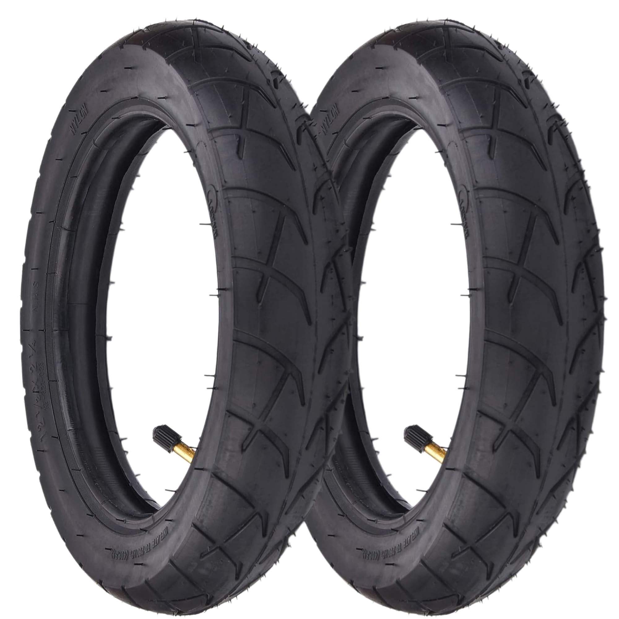 Lot de 2 ensembles de pneus 12 1/2 x 2 1/4 (12.5 x 2.25) + chambre à air avec tige coudée TR-87 remplacement pour Pocket Mod Balance Bikes 24V Scooter électrique Isobutylène Isoprène Caoutchouc