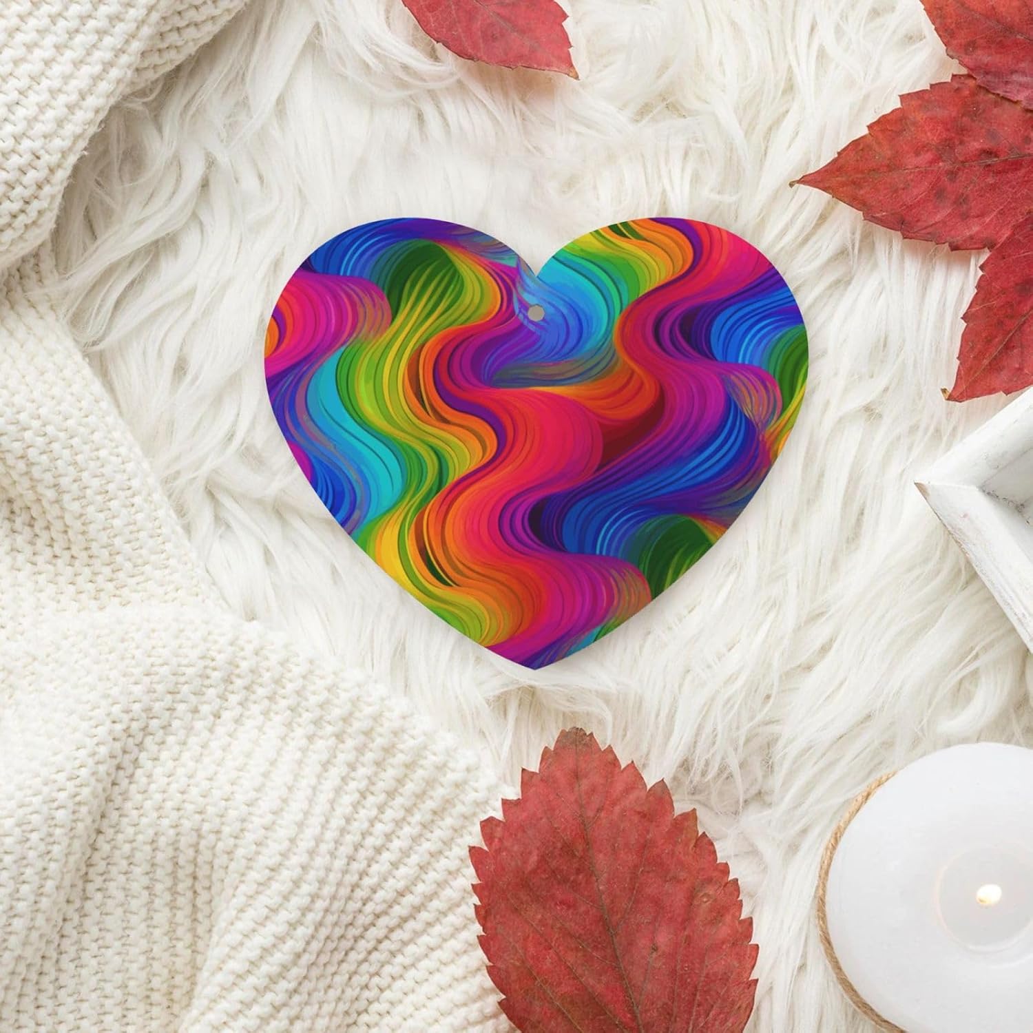 Car Air Freshener 24 PCS Rainbow Hanging Car Air Fresheners Auto Interior Decor Card Freshener Strong Scented Card Lavender Cars Scents for Office Bedroom Close Drawer Heart Shape