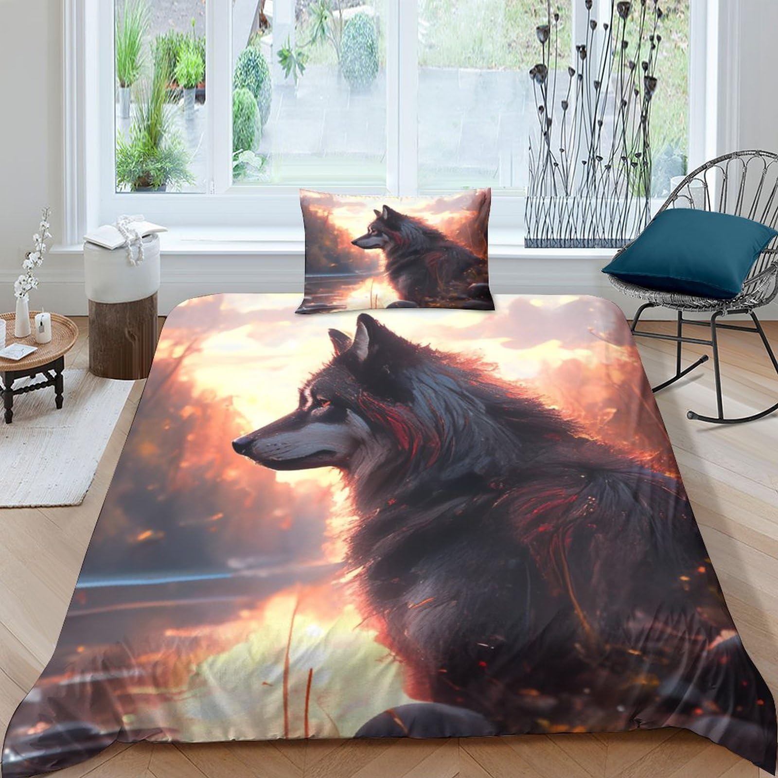 Housse de couette enfant douce motif loup pour des nuits pleines de rêves