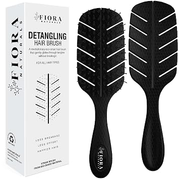 Fiora Naturals Detangler Brush for Wet and Dry Hair, Soft Detangling Brush
