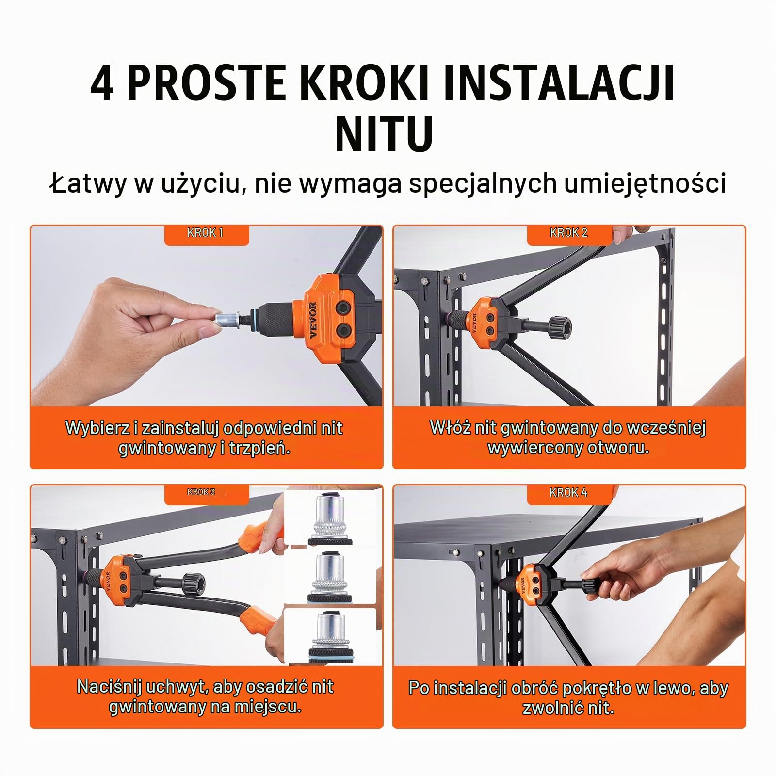 VEVOR 16" rivmutterverktyg, arbetsbesparande rivmutterverktygssats med 13PCS metriska och SAE-dorn, 186PCS rivmuttrar, 1/4-20, 5/16-18, 3/8-16,1/2-13, 8-32, 10-24 med bärväska