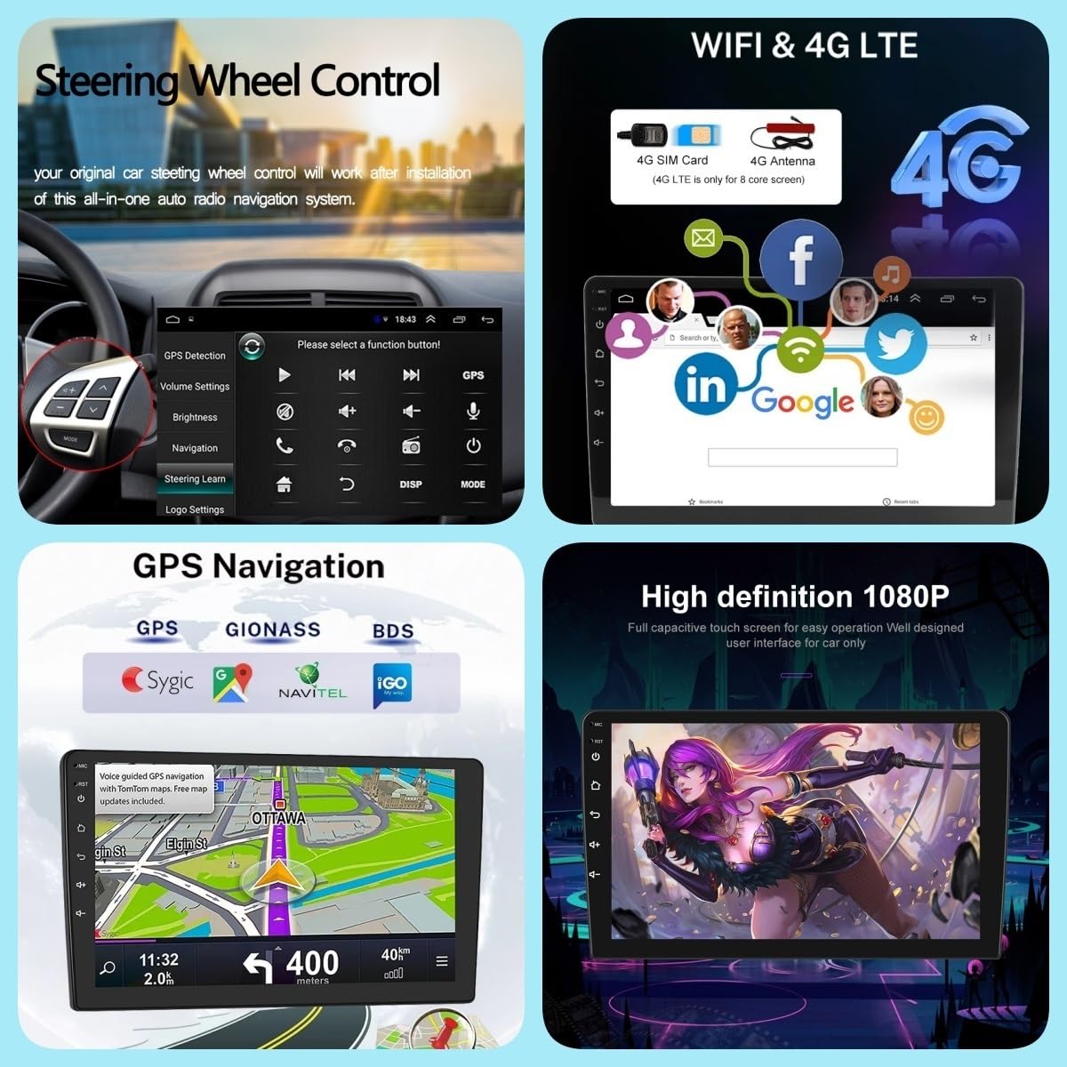Autoradio Double DIN 9" pour KIA Sportage 4 2018-2021 | Android 15, Carplay sans fil, Android Auto, écran tactile, GPS navigation, WiFi, SWC commande volant(A,A1 1G+32G)