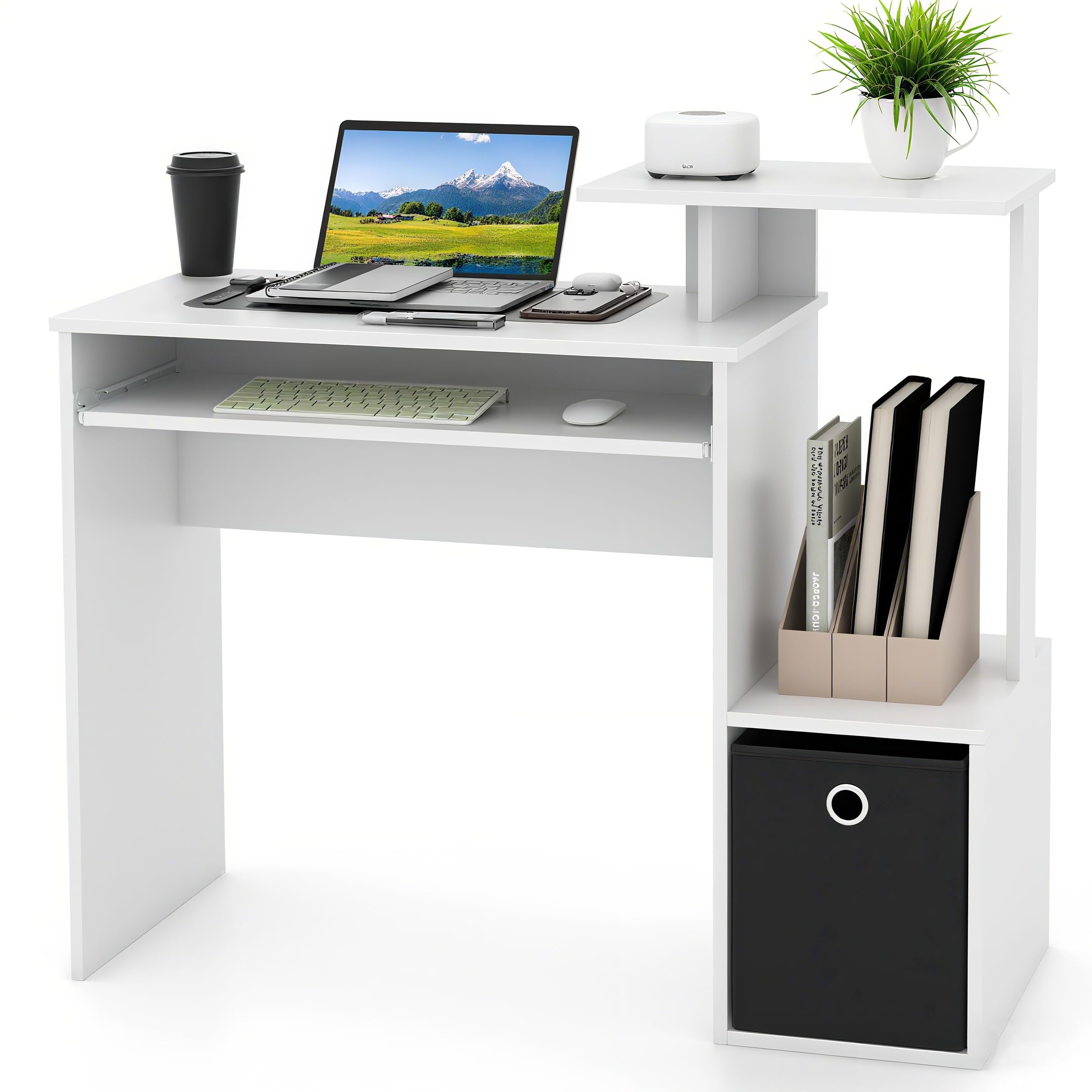 Amazon.com: Giantex White Computer Desk with Drawers & Keyboard