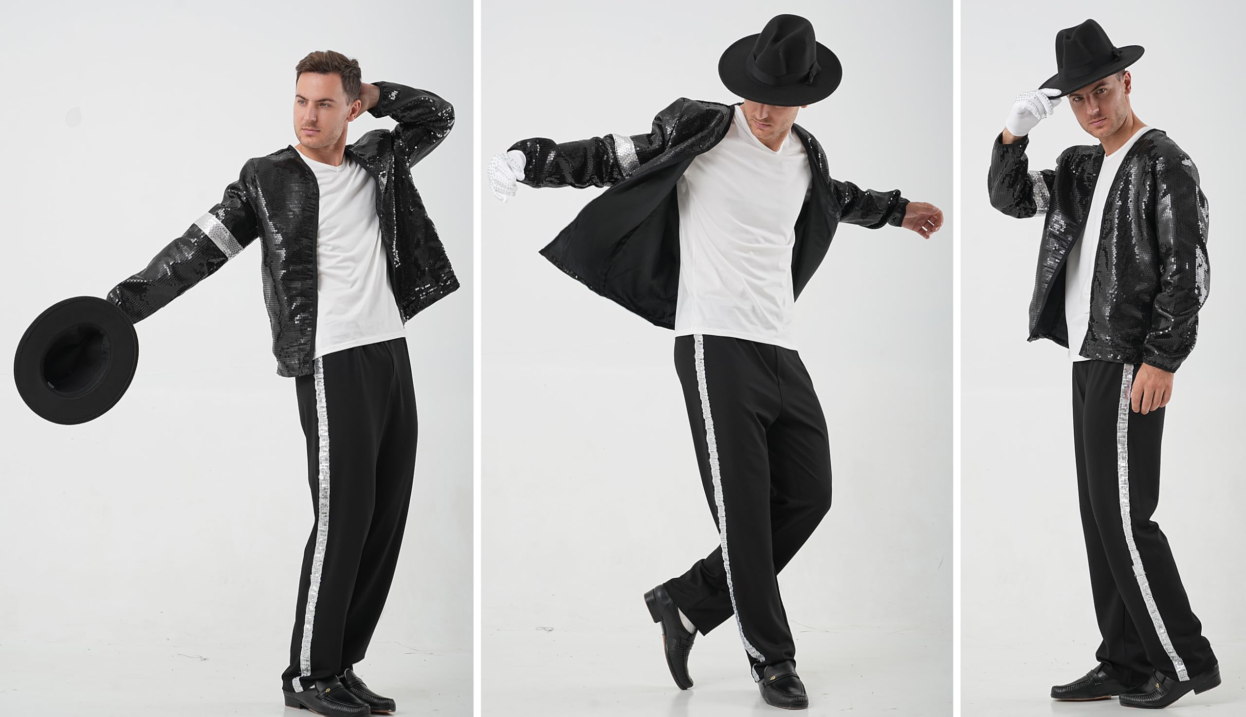 Uomo/Donna Jacket Giacche Costumes for Kids Bambino/Adulto Halloween Natale Concerto Role Play Retro Fancy Dress Coat Outfit Set （Giacca+Regali Cappello+Guanti 3PS
