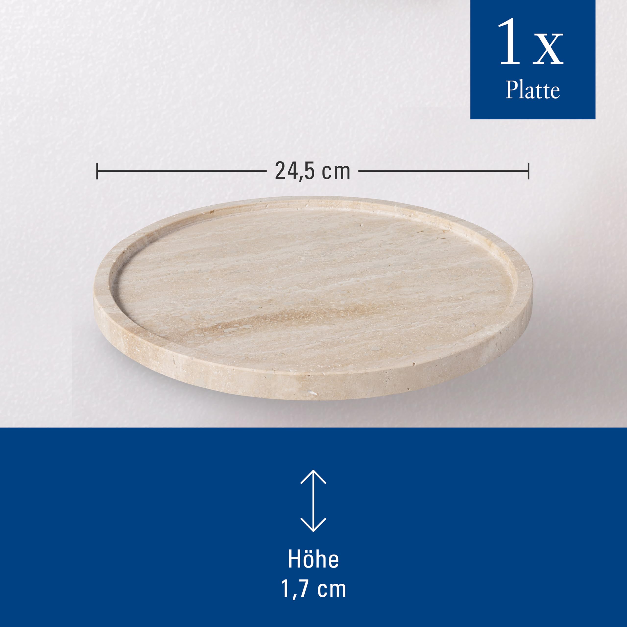 Villeroy & Boch - Manufacture Travertine, plato para servir beis, hecho a mano, diseño elegante de piedra natural en tonos arena, plato de piedra, vajilla de travertino