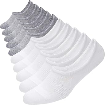 WANDER No Show Socks 10 Pairs Cotton Non Slip Low Cut Invisible Loafer Socks Men&Women Boat Liner 6-8/9-11/12-14