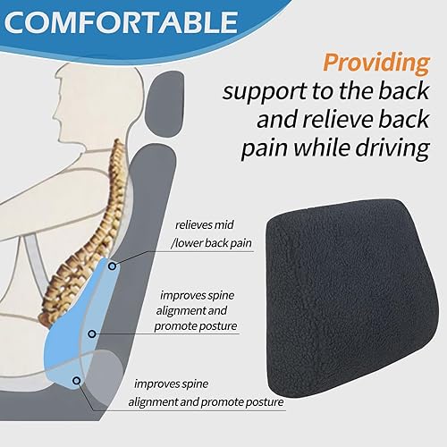 Miniatura 3 de Big Hippo Almohada de apoyo lumbar, almohada de respaldo de felpa suave, espuma viscoelástica, soporte de espalda para automóvil, cojín de apoyo de