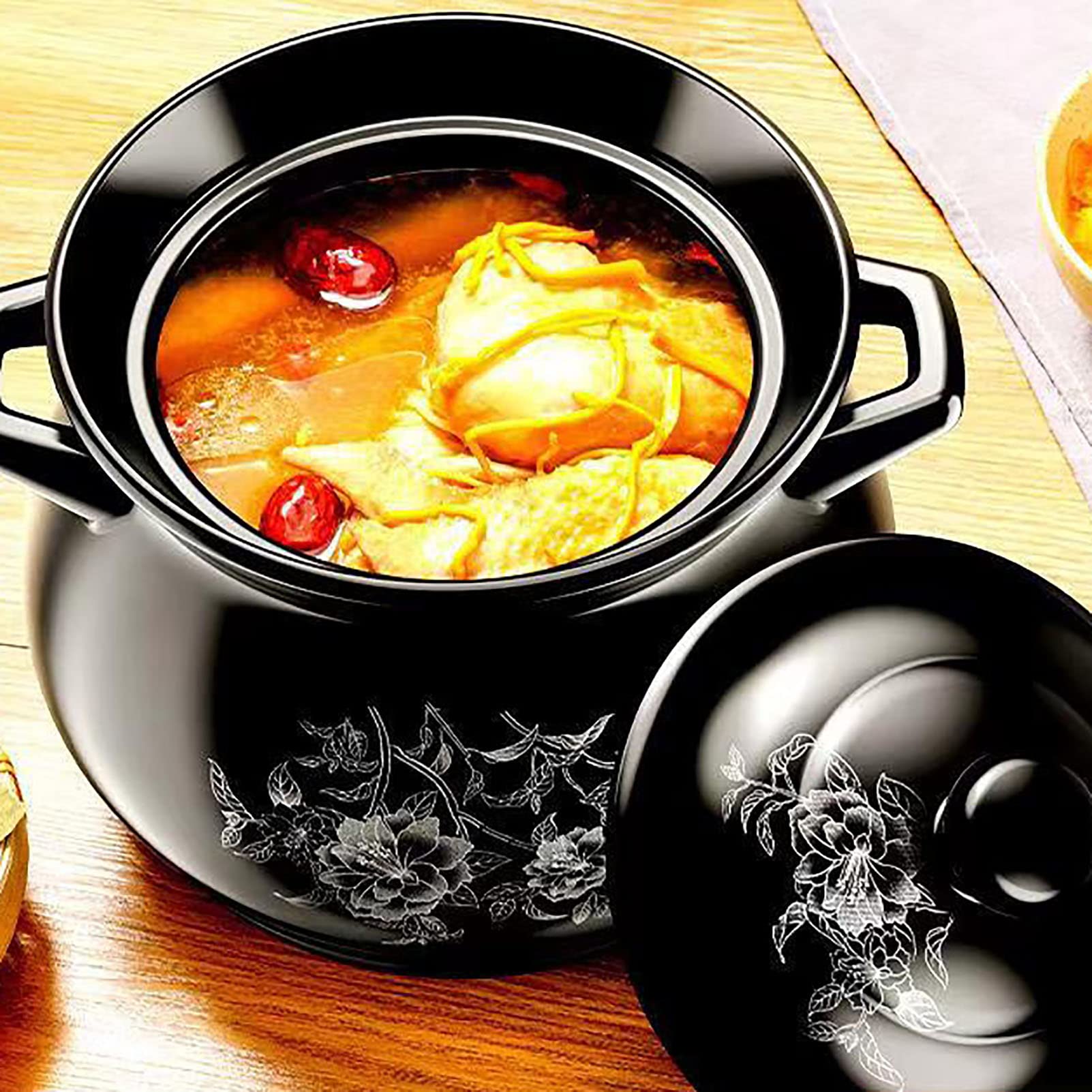 Ceramiczna zapiekanka z pokrywką, Great for Gas, Electric, Halogen, Ceramic And Induction Cooktops(3L)