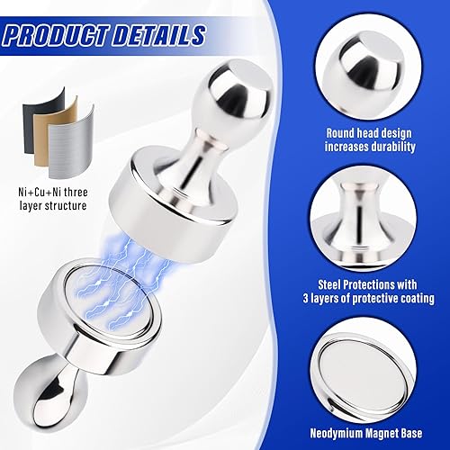 Miniatura 10 de 20 imanes para refrigerador para pizarra blanca, imanes de cocina fuertes, imanes de neodimiun pequeños sin arañazos fuertes, imanes de níquel