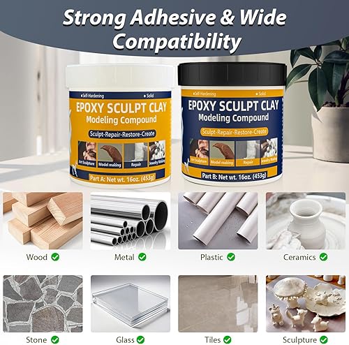 Miniatura 5 de Arcilla epoxi, arcilla de modelado epoxi de 2 libras, masilla de piscina de alto adhesivo para fugas subacuática autoendurecible AB compuesto de