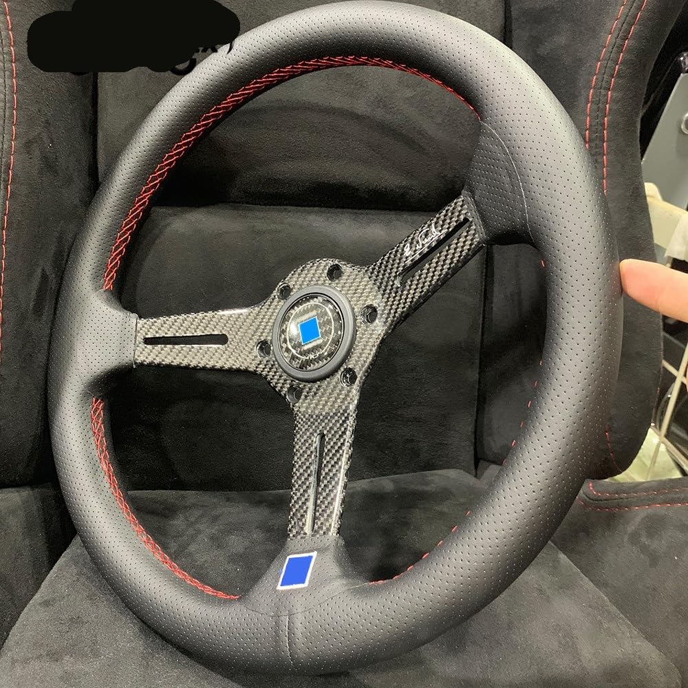 Volante da Corsa universale,Volante da Corsa Volante sportivo universale in pelle for auto in fibra di carbonio da 14 pollici e 350 mm(Size-1)